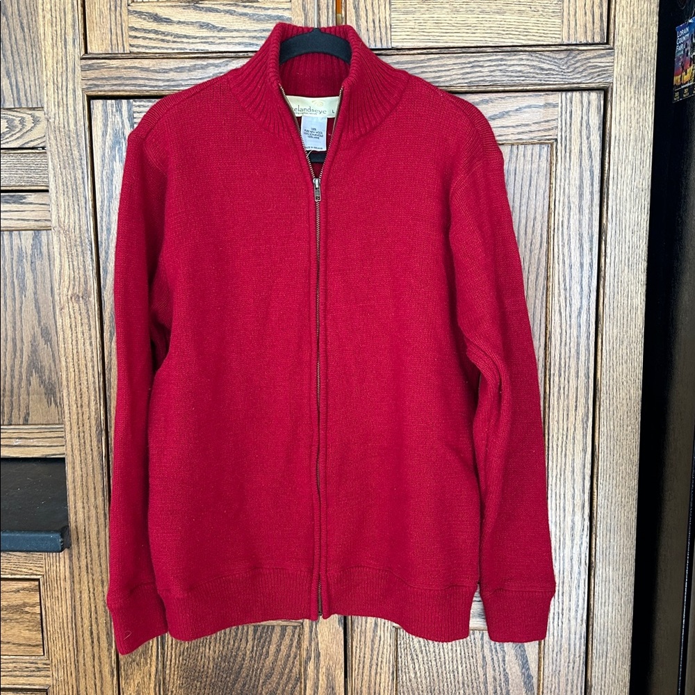IRELANDS EYE 100% New‎ Wool Lambswool Sweater Zip Up Mens Large